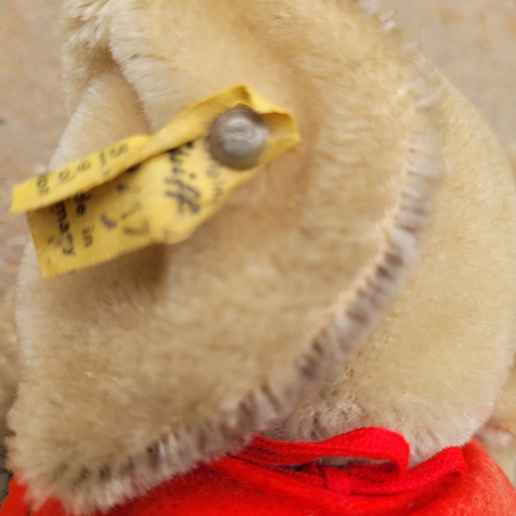 Vintage Steiff  Baby Elephant Sleeping Red Felt Cape Ear Tag 6" 5537/17 - Picture 9 of 9